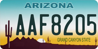 AZ license plate AAF8205