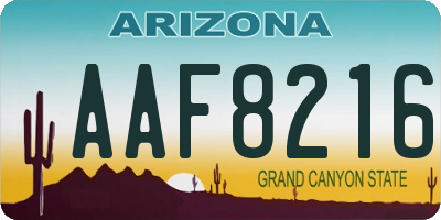 AZ license plate AAF8216