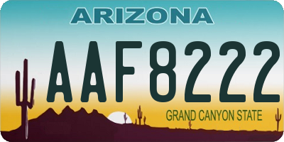 AZ license plate AAF8222