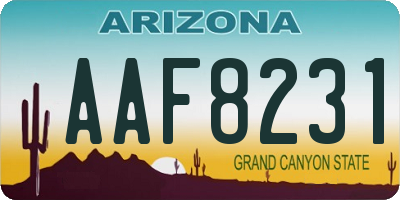 AZ license plate AAF8231