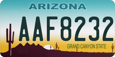 AZ license plate AAF8232