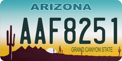 AZ license plate AAF8251