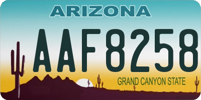 AZ license plate AAF8258