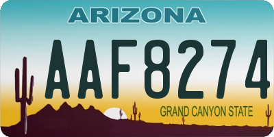 AZ license plate AAF8274