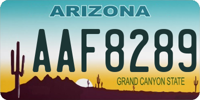 AZ license plate AAF8289