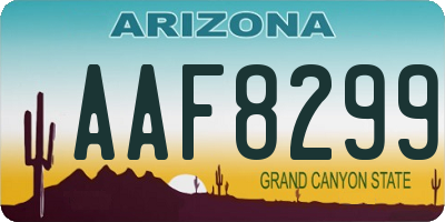 AZ license plate AAF8299