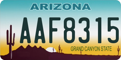 AZ license plate AAF8315