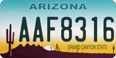 AZ license plate AAF8316
