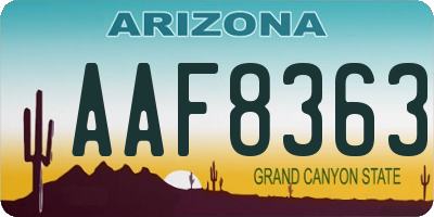 AZ license plate AAF8363