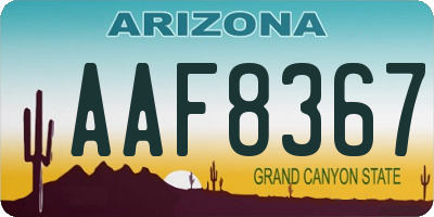 AZ license plate AAF8367
