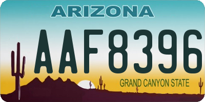 AZ license plate AAF8396