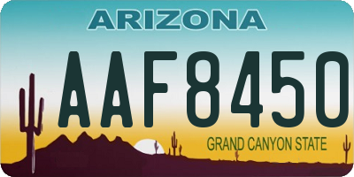 AZ license plate AAF8450