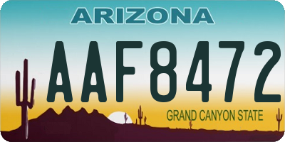 AZ license plate AAF8472