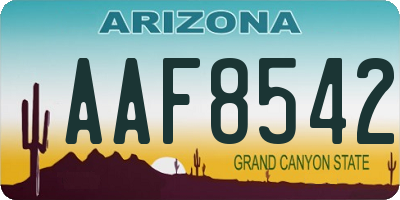 AZ license plate AAF8542