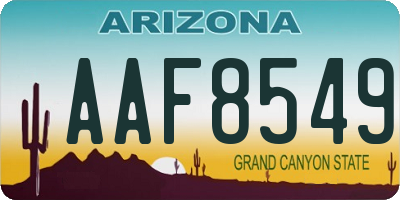 AZ license plate AAF8549