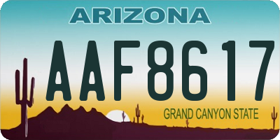 AZ license plate AAF8617