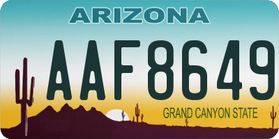 AZ license plate AAF8649