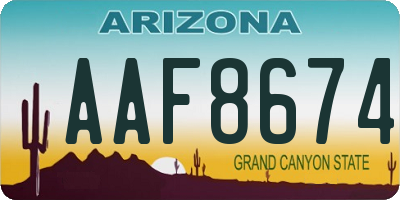 AZ license plate AAF8674