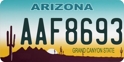 AZ license plate AAF8693