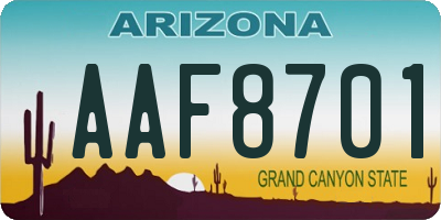 AZ license plate AAF8701