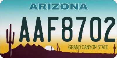 AZ license plate AAF8702