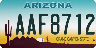 AZ license plate AAF8712