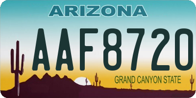AZ license plate AAF8720