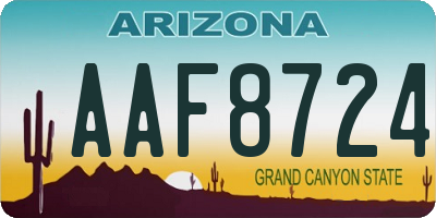 AZ license plate AAF8724