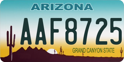 AZ license plate AAF8725