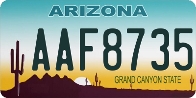 AZ license plate AAF8735