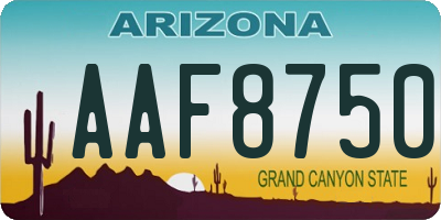 AZ license plate AAF8750