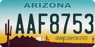 AZ license plate AAF8753
