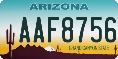 AZ license plate AAF8756