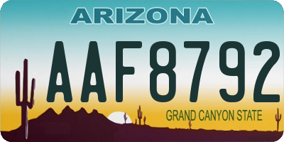 AZ license plate AAF8792