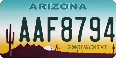 AZ license plate AAF8794