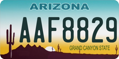 AZ license plate AAF8829