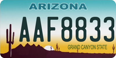 AZ license plate AAF8833