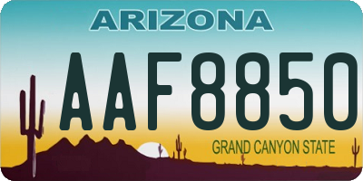 AZ license plate AAF8850
