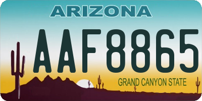 AZ license plate AAF8865