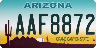 AZ license plate AAF8872