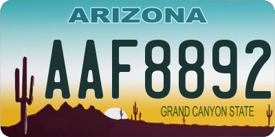 AZ license plate AAF8892