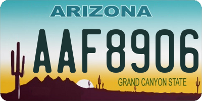 AZ license plate AAF8906