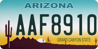 AZ license plate AAF8910