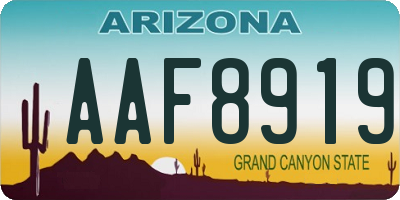 AZ license plate AAF8919