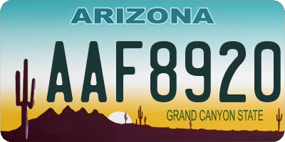 AZ license plate AAF8920