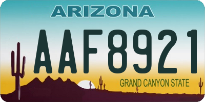 AZ license plate AAF8921