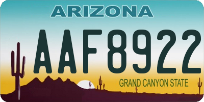 AZ license plate AAF8922