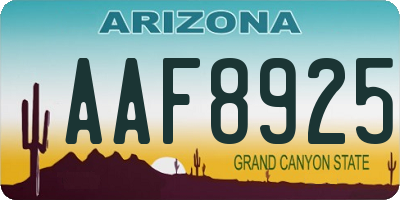 AZ license plate AAF8925