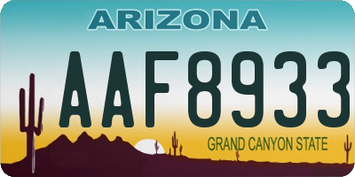 AZ license plate AAF8933