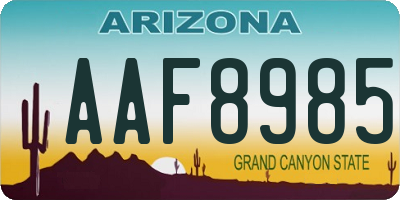 AZ license plate AAF8985